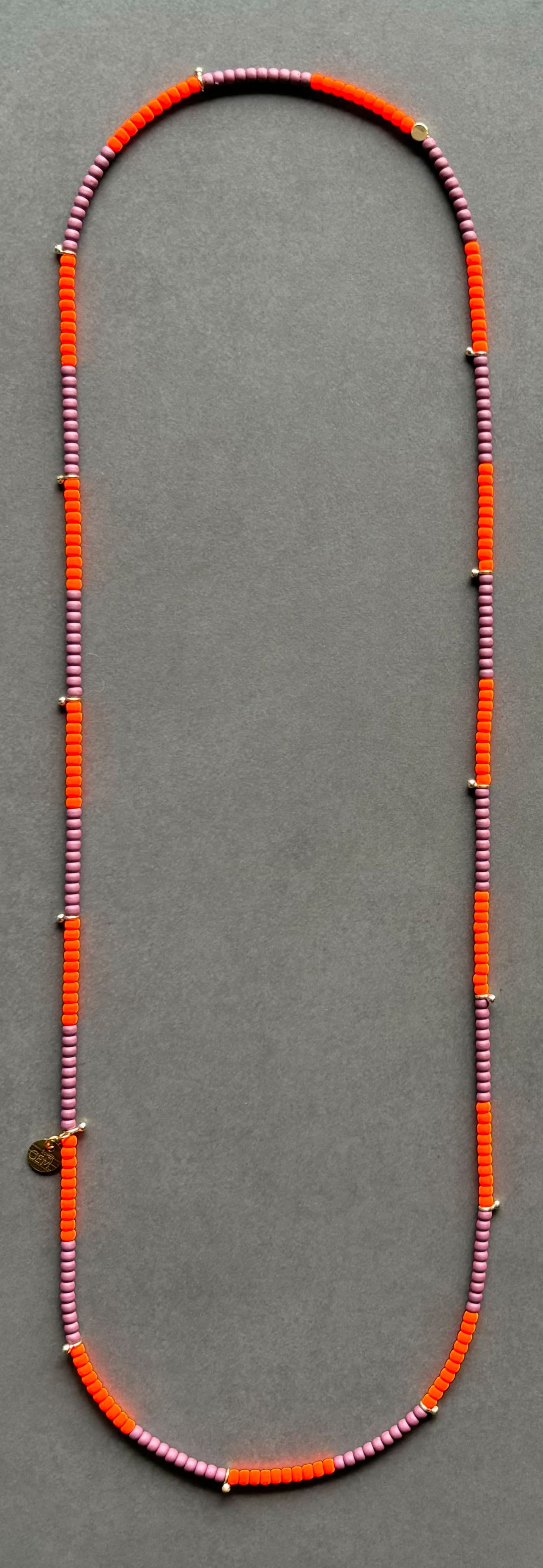 NECKLACE STRIPE ORANGE HYACINTH